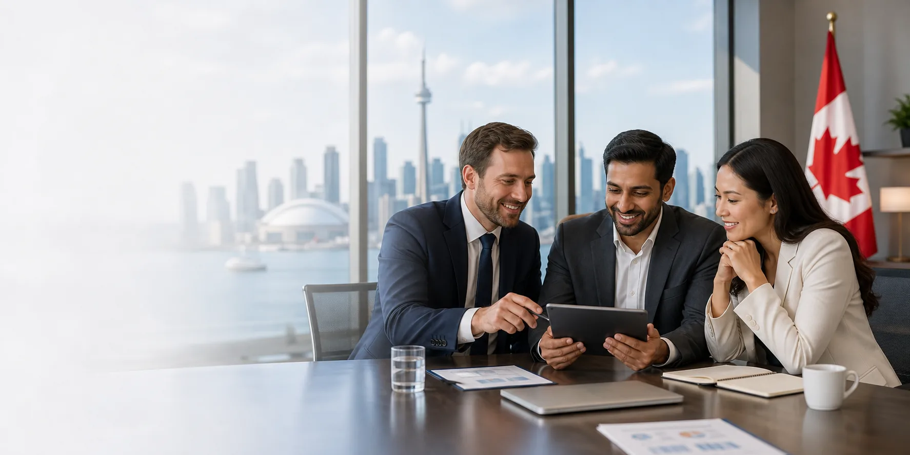 Entrepreneur and business visitor meeting in Canada